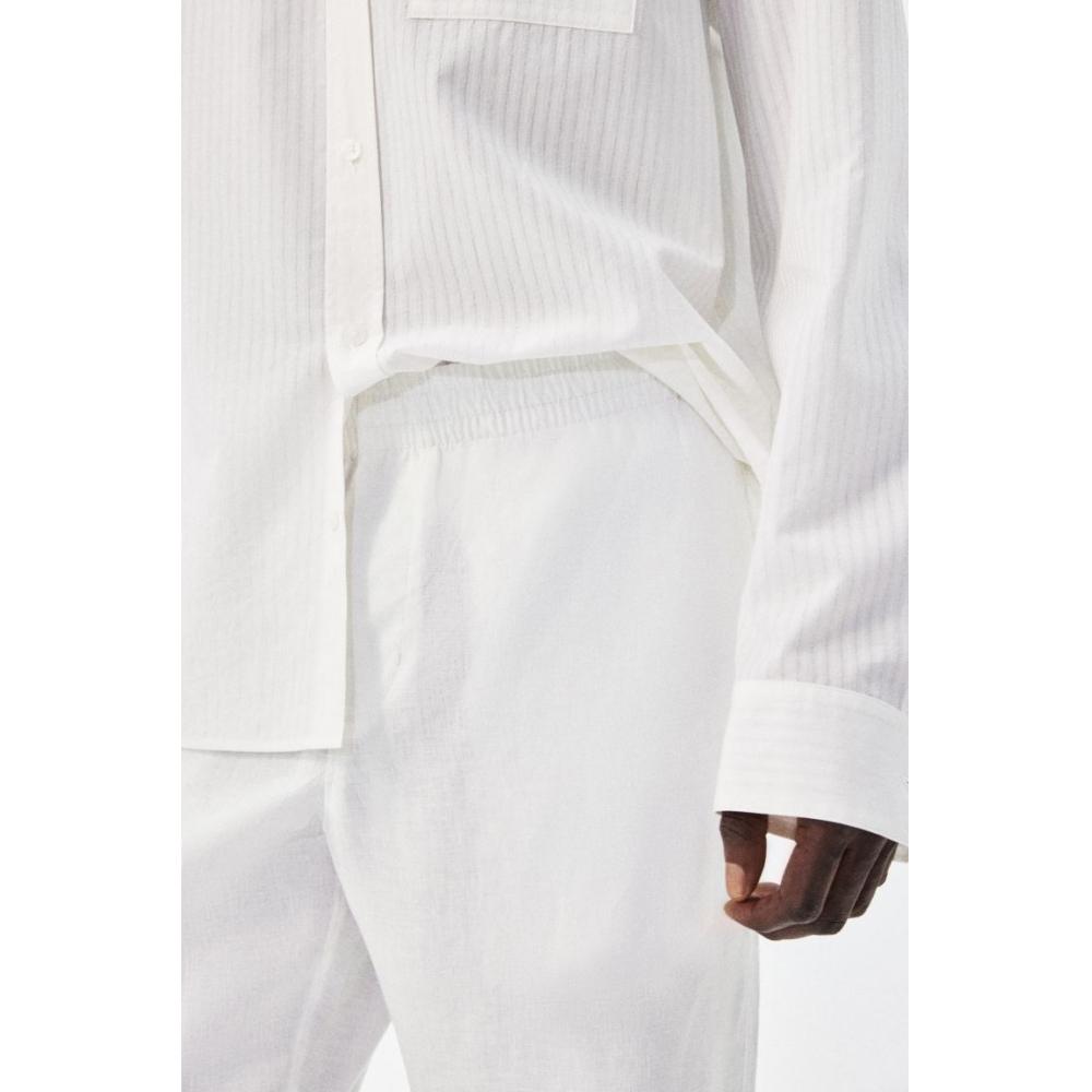 Льняные брюки HM Regular Fit, белые
