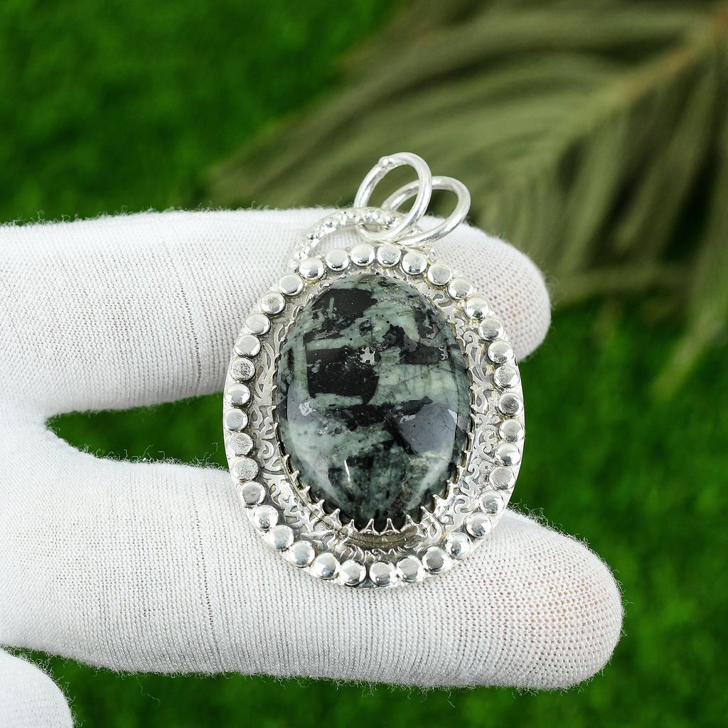 Natural Star Galaxy Gemstone Jewelry 925 Sterling Silver Pendant For Girls