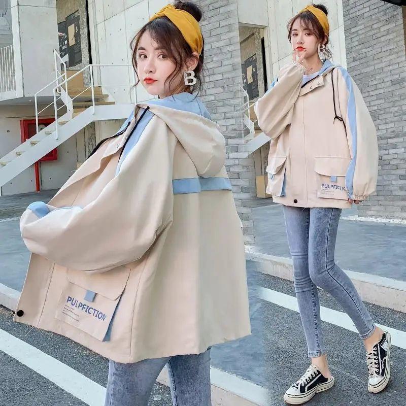 Осень крутая черная рабочая куртка свободная уличная толстовка с капюшоном женские топы винтажная куртка в стиле пэчворк женская