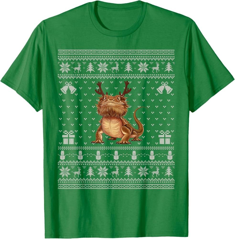 Ugly Xmas Sweater Style Bearded Dragon Reindeer Christmas T-Shirt Unisex T-Shirt