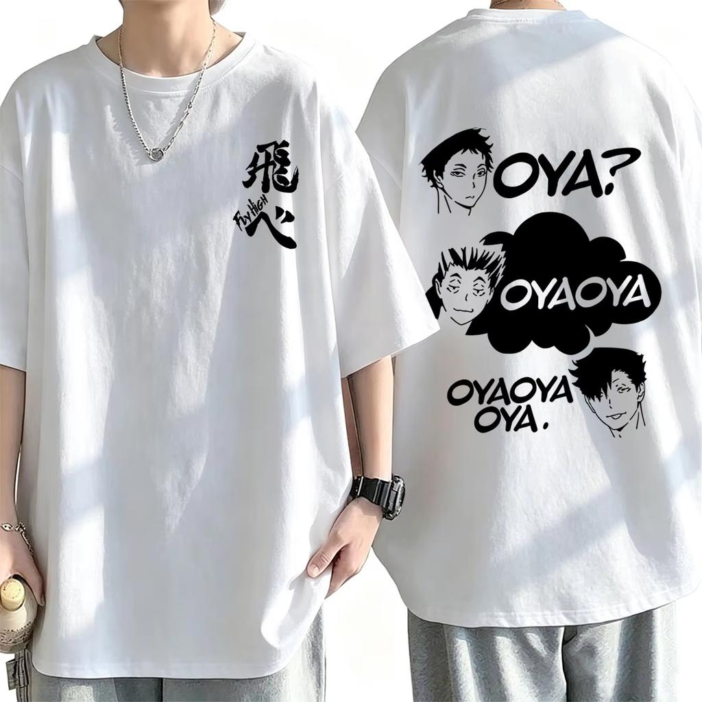 Летняя Распродажа Аниме Haikyuu Акааши Кейджи Бокуто Котаро Куроо Тэцуро Fly High Oya Oya Oya Графическая Футболка Y2K Унисекс Повседневная Хлопковая Футболка