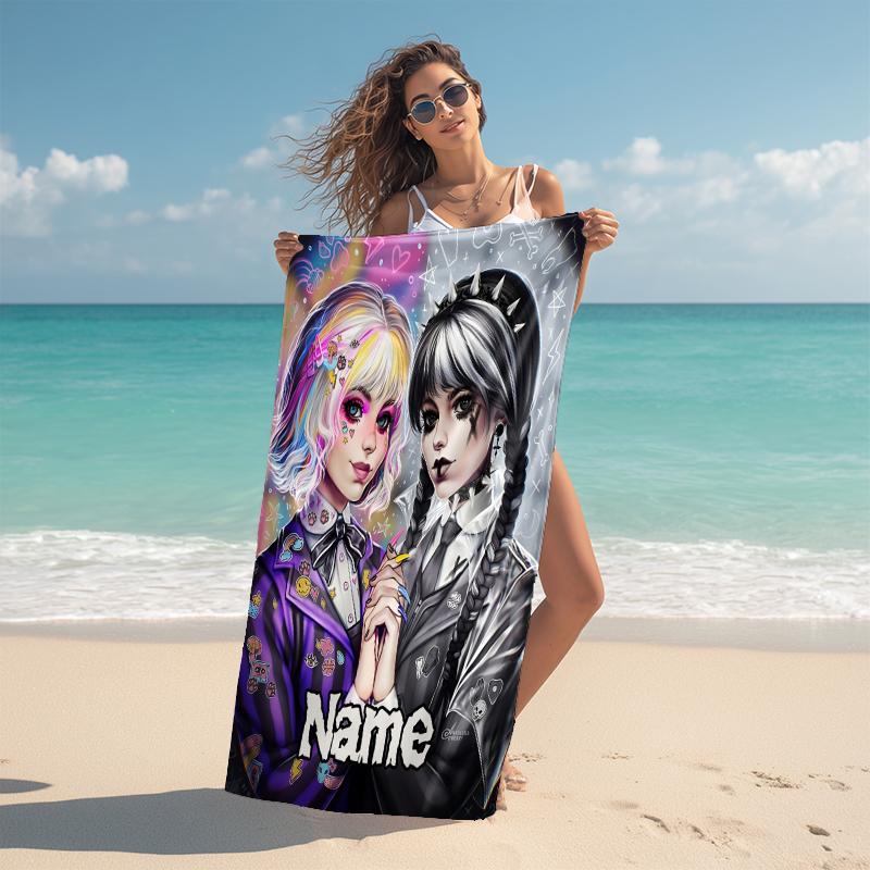 Personalized Monster High Adventure Beach Towel Microfiber Beach Towel Thin Absorbent for Beach Swimming Yoga Bath Sports. 0910342
