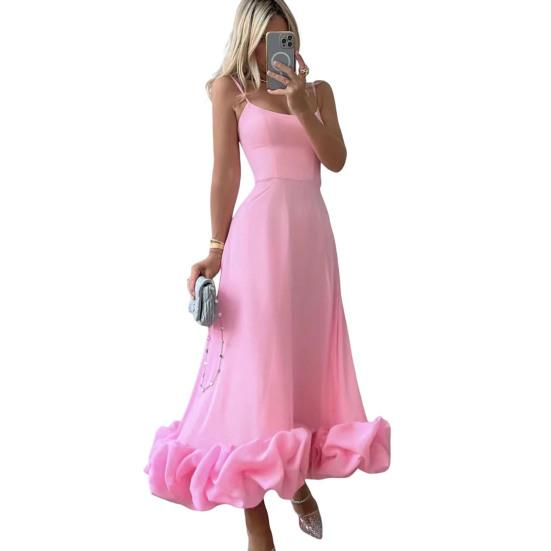 Женское платье-комбинация на тонких бретельках, облегающее однотонное вечернее платье трапециевидной формы с открытой спиной и без рукавов