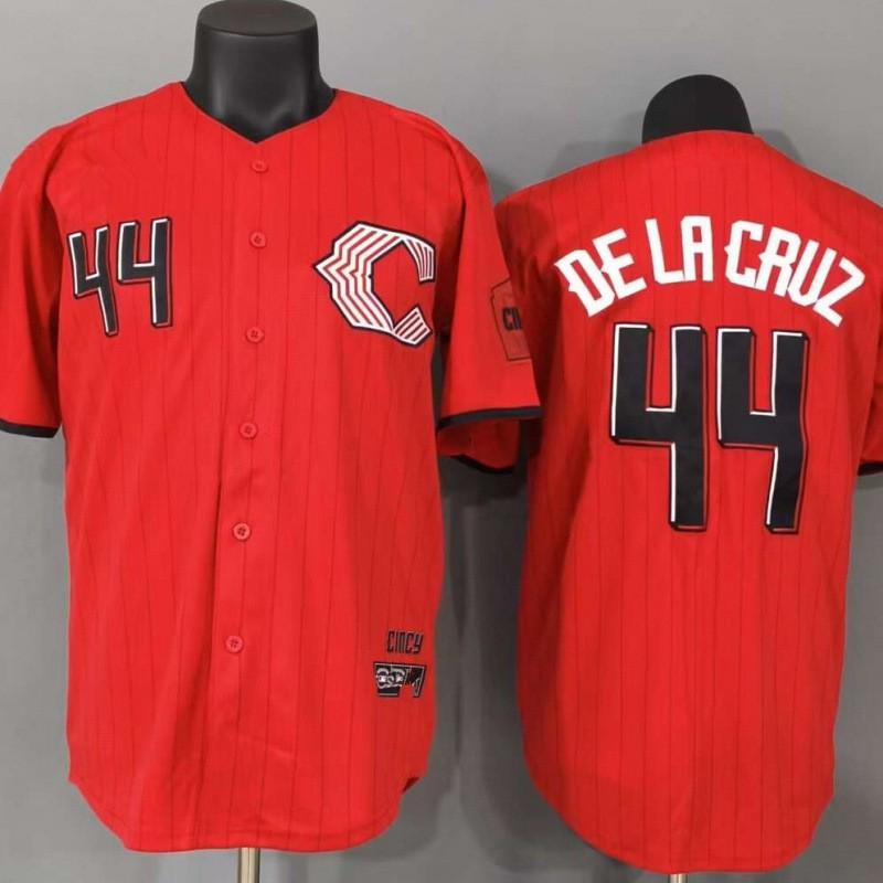 2026 Cincinnati Reds 44 Delacruz Red City Edition Embroidered Baseball Jersey Short Sleeve Unisex