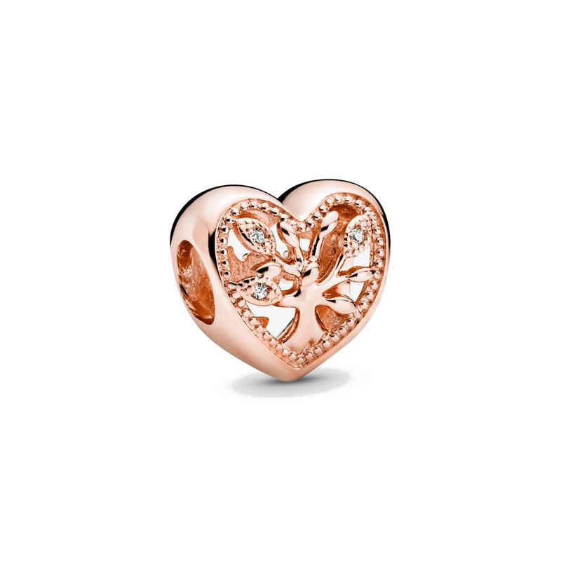 Серия Rose Gold Подвески-бусины в форме сердца Цветок Зажим Медь Подходит для Европейских Оригинальных Браслетов Сделай сам Элегантные Украшения