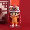 PVC Lion Dance Koi Boy Girl Doll Decoration New Year Miniature Ornaments Car Interior Supplies