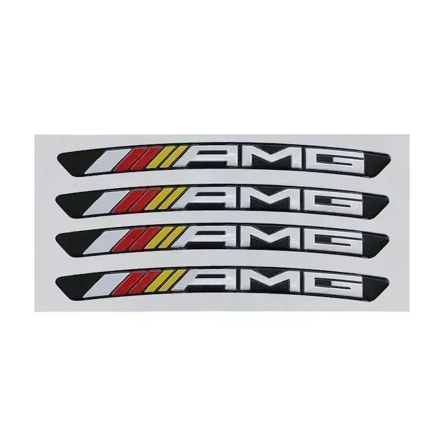 CQZ1 4pcs AMG Emblem Car Wheel Sticker Rims Cover Decal Accessories For Mercedes Benz Brabus Smart Maybach W204 GLC CLA W205 W203