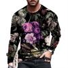 Floral Vintage Pattern 3D Print Summer Men's O-Neck T-shirt Casual Long Sleeve Oversized T Shirt Fashion Pullover Men Clothing