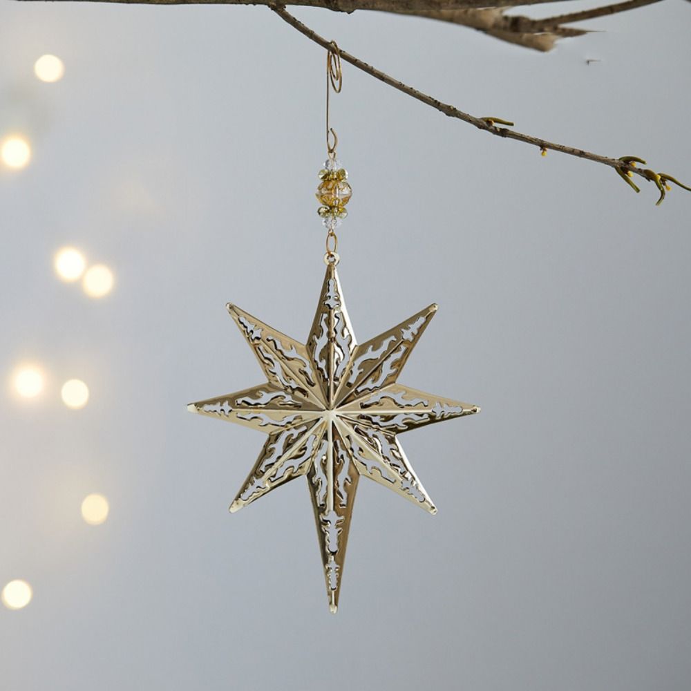 Железная 3D Рождественская Снежинка Подвеска Объемные Блестящие Рождественские Украшения для Подвешивания на Елку Многоразовые Покрытие Золото/Серебро