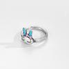 Blue Ear Bow Rabbit Ring Sweet and Cool Hot Girl Open Mouth Ring New Style