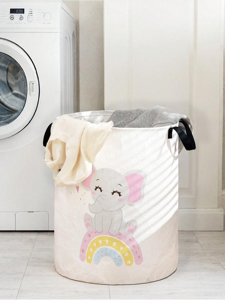 Small Elephant Laundry Basket Foldable Large Capacity Canvas Storage Bucket Children's Toy Clothing Storage Home Bathroom