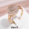 Kinel Square Zircon Full Paved Ring For Women Rose Gold Color Bride Wedding Jewelry