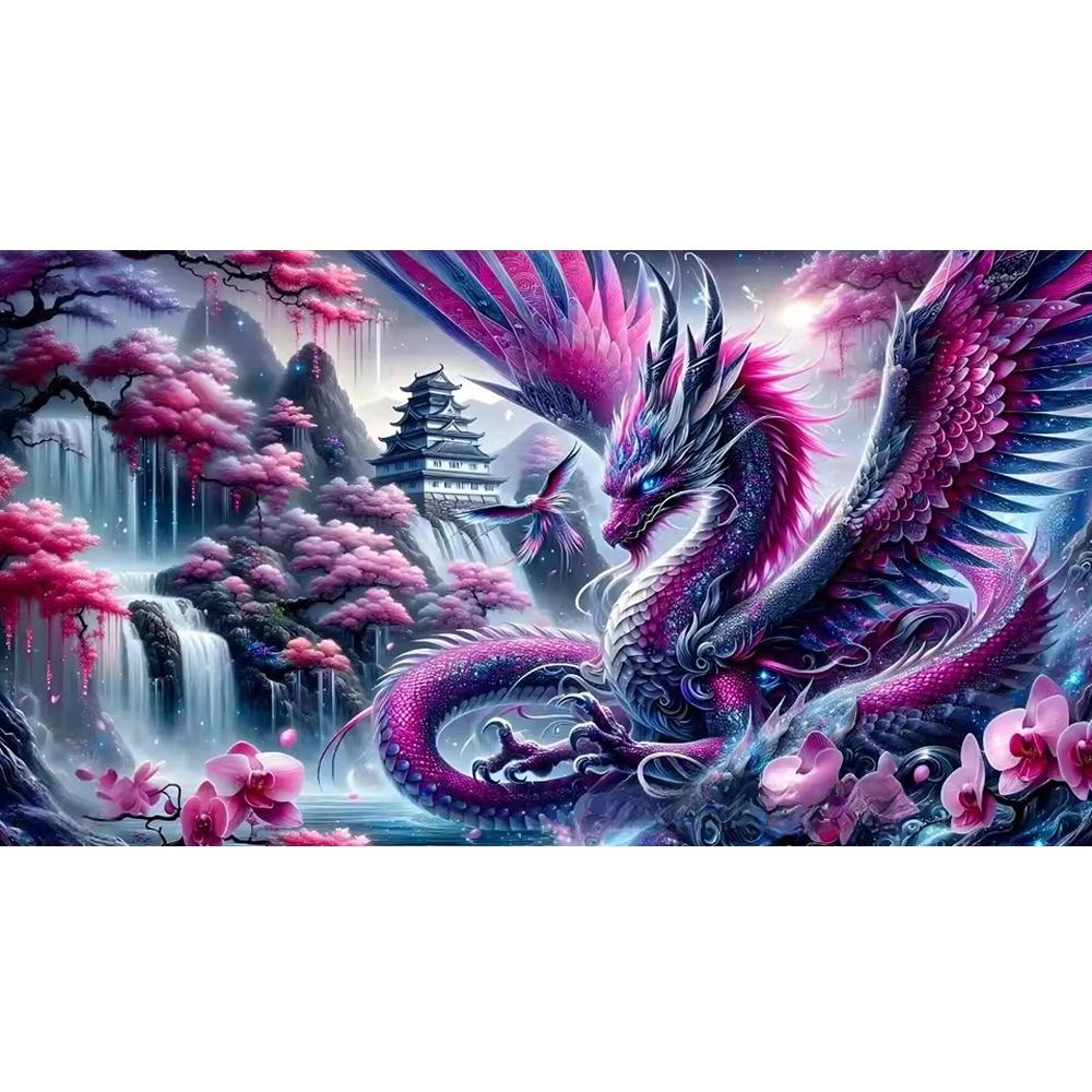 Большой размер Мозаика Сделай сам Полные наборы для рисования бриллиантами Искусство Фантастический Дракон и Цветы Вышивка Крестом Стразы