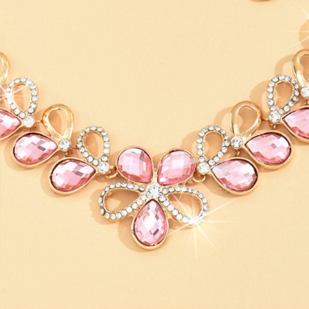 Комплект украшений из хрустальных страз, сверкающее ожерелье, серьги для свадебной вечеринки, женщины