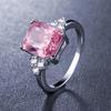 Contemporary Pink Zircon Square Ring for Women - Unique Fashion Jewelry