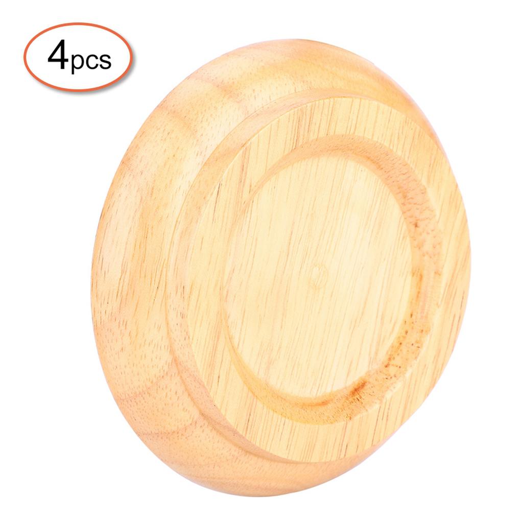 4Pcs Beech Wood Round Piano Foot Pads Set Upright Piano Caster Cups Accessories Brown