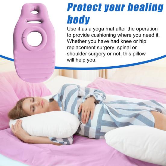 Inflatable Pregnant Yoga Mat Ergonomic PVC Sleeping Support Mattress with Hole Leak-proof Pregnancy Pain Relief Full Body Airbed Pillow Cushion