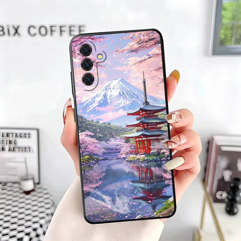 Японский Розовый Вишневый Гора Фудзи Мягкий Чехол для Телефона для Samsung A17 A37 A57 A16 A26 A36 A56 A15 A25 A35 A55 A14 A24 A34 A54 A13 A23