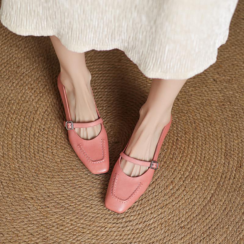 Krazing Pot Коровья кожа весна лето размер 41 низкий каблук женские легкие туфли квадратный носок неглубокие туфли-лодочки