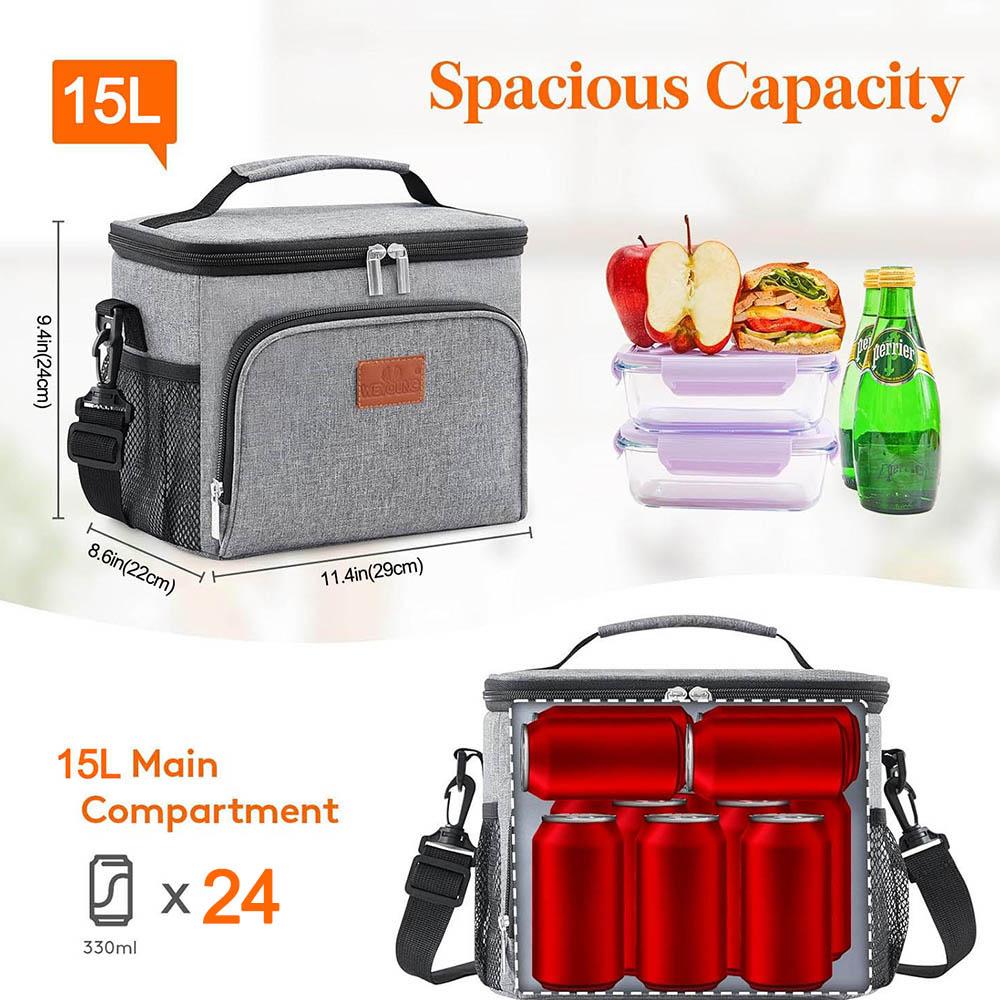 15L Picnic Bag Lunch Box For Men Women Portable Soft Lunchbox Leakproof With Adjustable Shoulder Strap For Work Picnic Travel