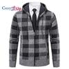 Cozy Up Мужской свитер, пальто, осень-зима, толстый, теплый, с капюшоном, клетчатый шерстяной свитер, кардиган, флисовое пальто на молнии, мужское пальто