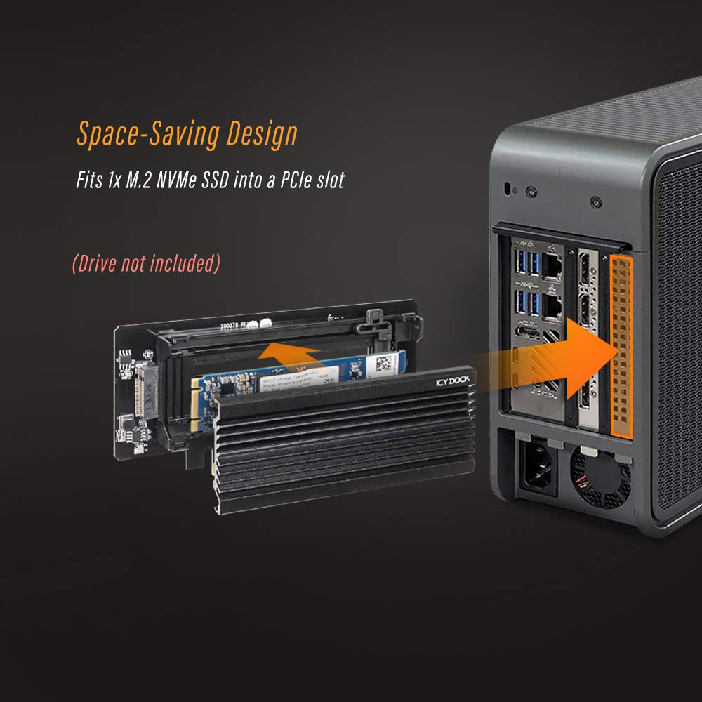 Адаптер и радиатор ICY DOCK NVMe SSD PCIe x4 32 Гбит/с SSD в слот PCI e MB987M2P-2B M.2 3.0 m.2