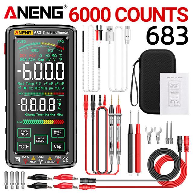 ANENG 683 Professional Multimeter AC/DC Current Ammeter NCV Diode Testers Smart Touch Screen Multimeter Voltage Test 6000 Counts