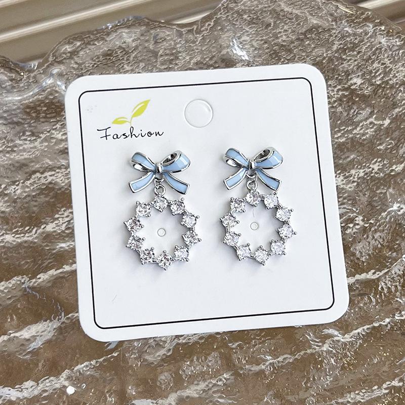 Свежие светло-голубые серьги, геометрические серьги, темперамент, сетка, красные модные шпильки, новая модная женщина