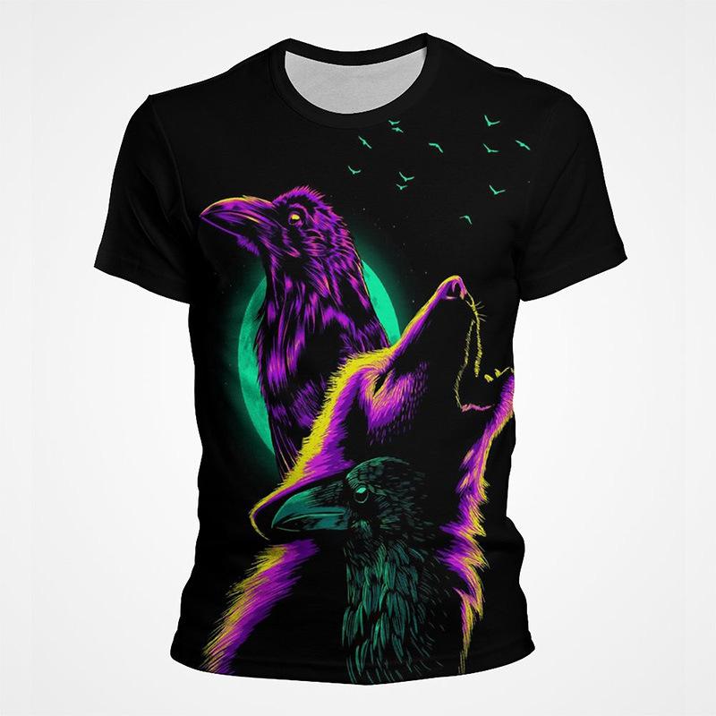 Футболка с принтом «Punk Crow» 3D, футболка «Dark Mighty Raven», мужская повседневная уличная одежда, женские футболки, повседневные топы с птицами и графикой больших размеров
