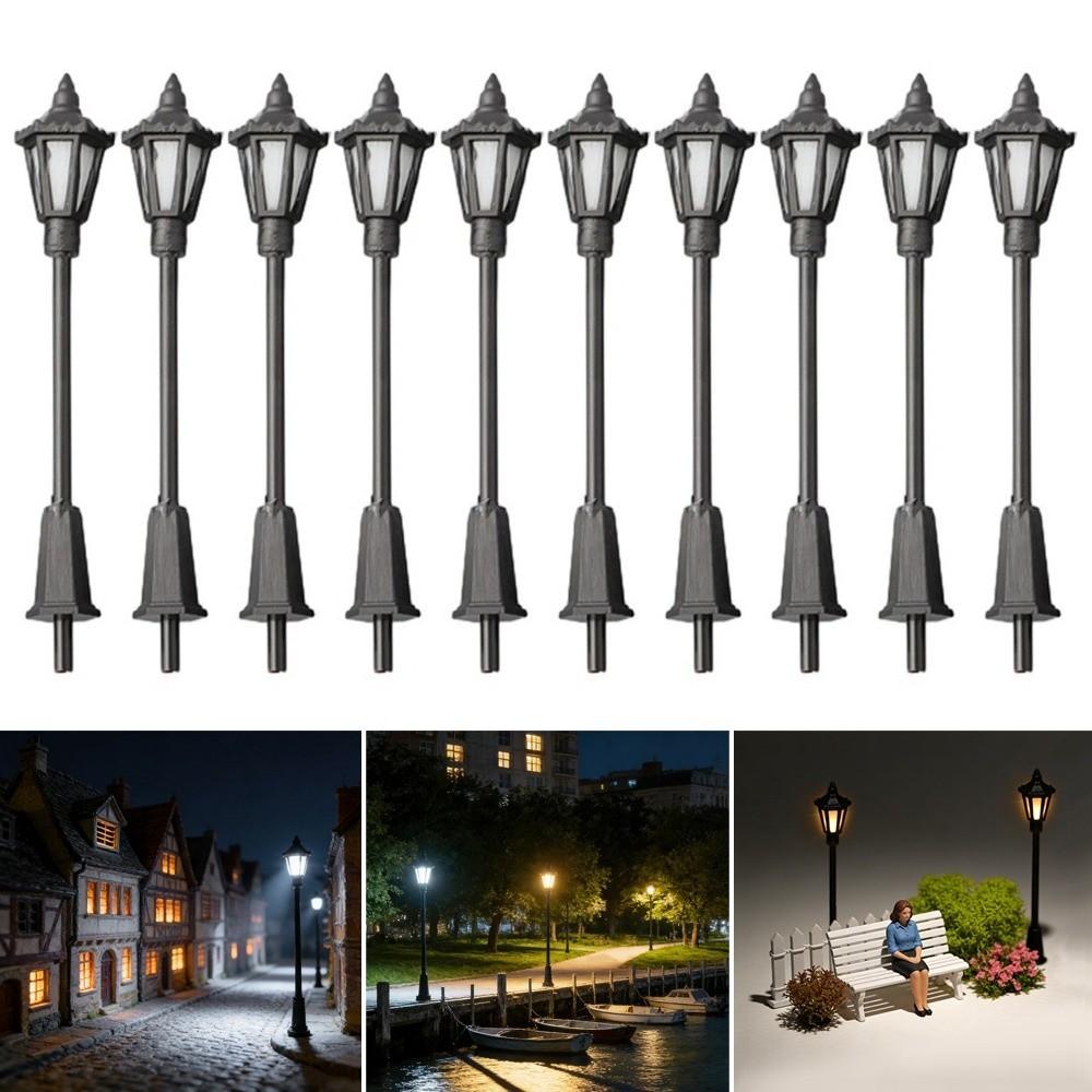 10 Pcs 6.7/11cm LED Lamppost LED Lighting Landscape Model DIY Landscape Design