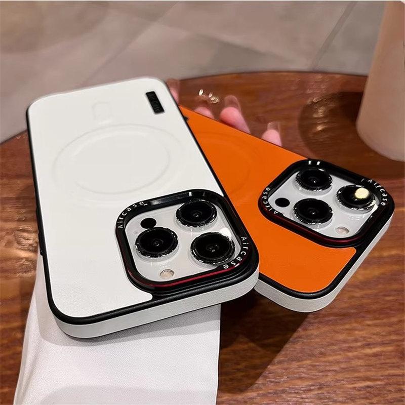 Бизнес двухцветный кожаный чехол Magsafe для iPhone 12 13 16 15 Pro Max магнитный матовый мягкий противоударный чехол для iPhone 15Pro