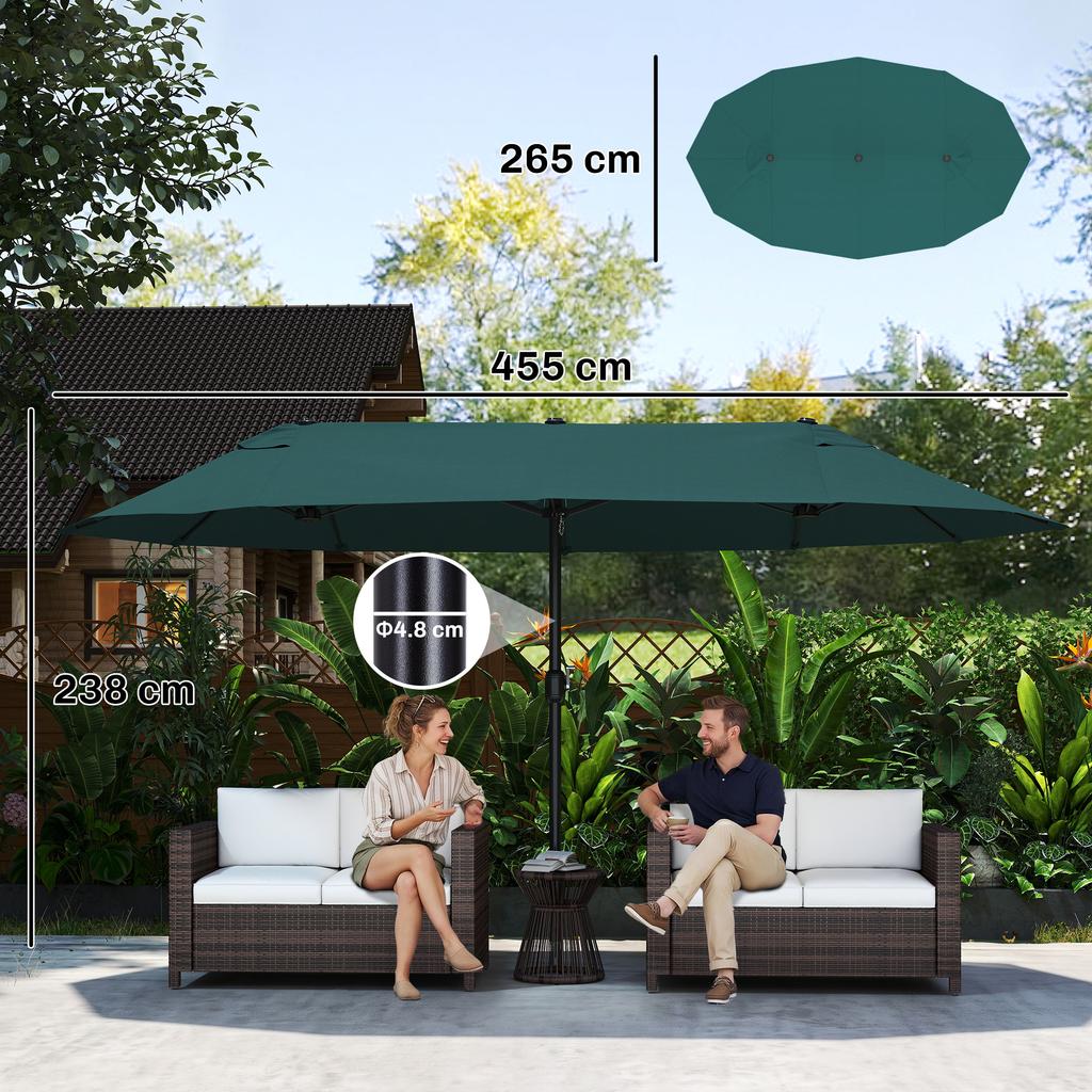 4.6m Double Garden Parasol Green