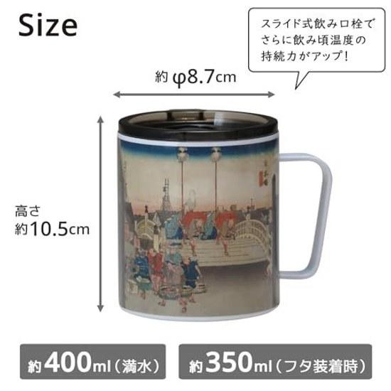 OGURA Ukiyo-e Stainless Steel Mug 350ml Lid Vacuum Insulated Cold Japan Souvenir Foreigners (Nihonbashi)