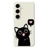 For Samsung Galaxy S24 FE Case Love Black Cat Pattern Printing Straight Edge TPU Phone Back Cover