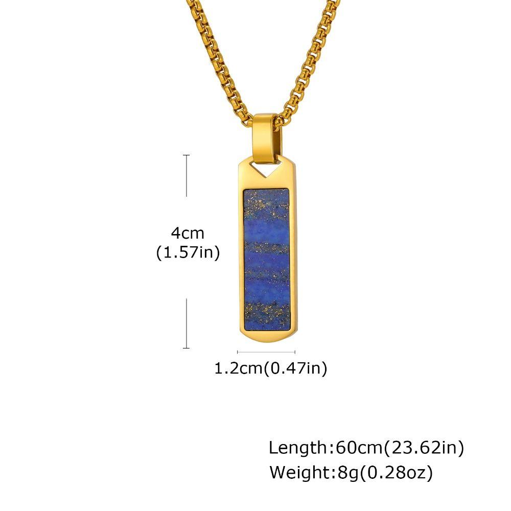 Trendy Lapis Lazuli Pendant Minimalist Stainless Steel Necklace Fashion Pendant Necklace Men