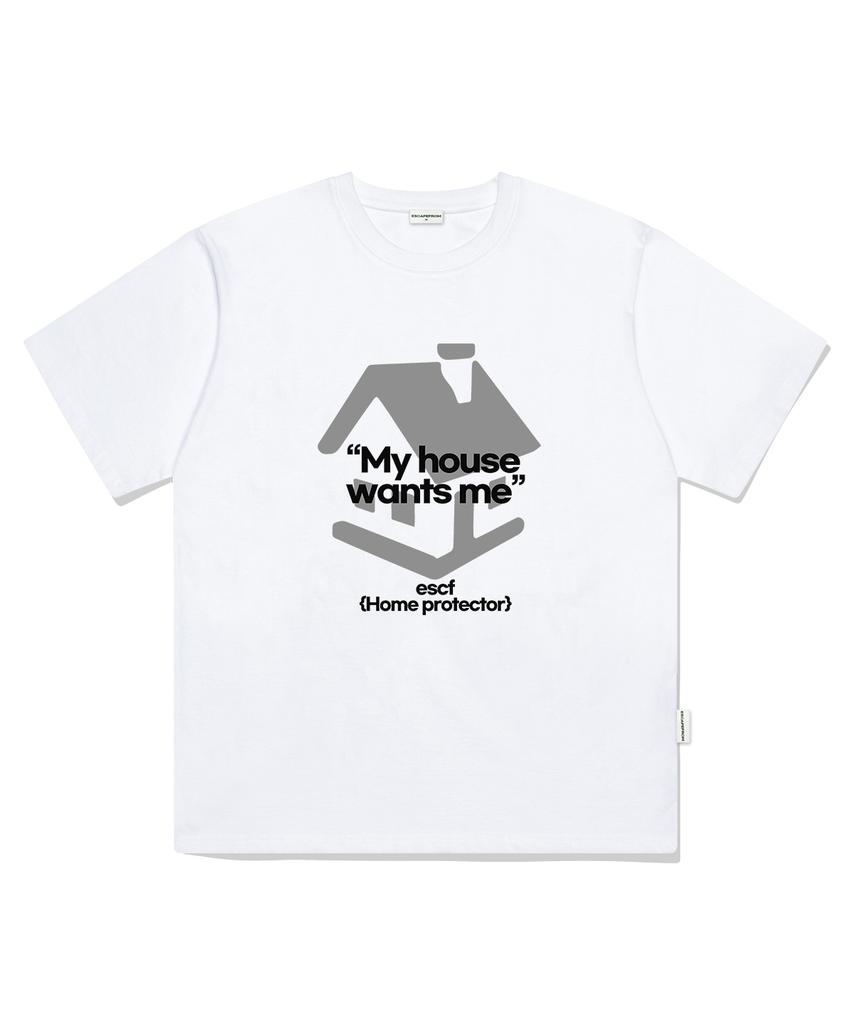 ESCAPEFROM Home Protector Print Oversized Short Sleeve T-Shirt White