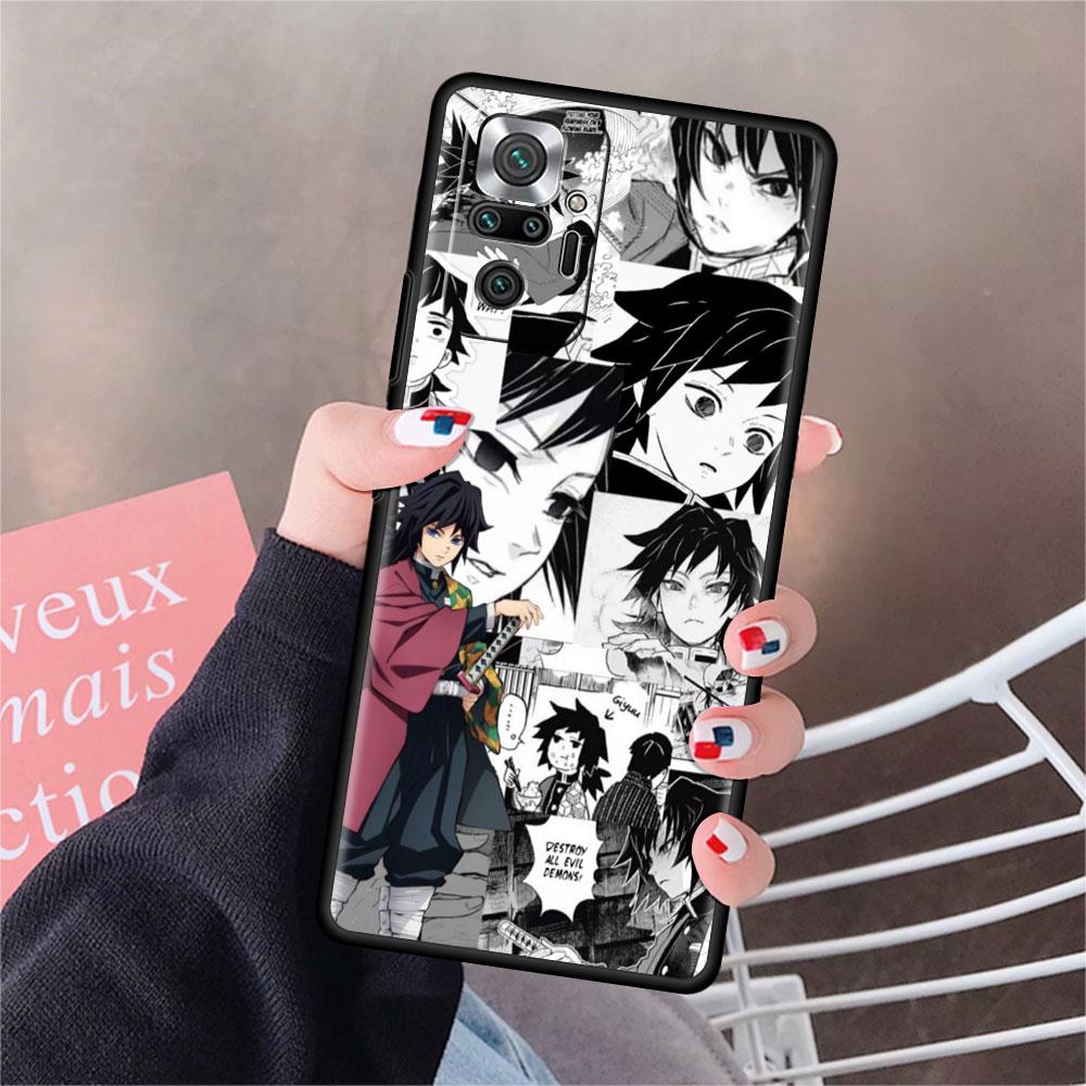 Роскошный черный чехол для телефона Xiaomi Redmi Note 11 10 9 8 7 Pro 9S 9A 9C 10s 8T K40 10C 10S Funda Cover Kimetsu Yaiba Demon Slayer