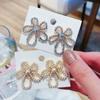 Female Luxury Crystal Zircon Stud Earrings Vintage Flowers Earrings Girl Jewelry Gifts