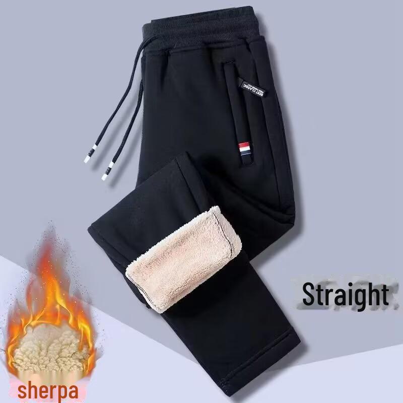 Мужские свободные теплые повседневные брюки из овчины, осень/зима, три цвета, карман на молнии, плюс бархат, большой размер