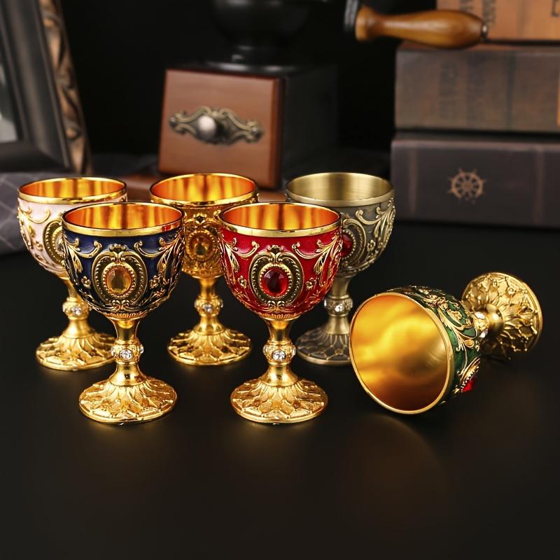 1pc, Vintage Embossed Metal Chalice Goblet for Wine, Champagne, and Liqueur - Perfect for Bars, Restaurants, and Home Decor