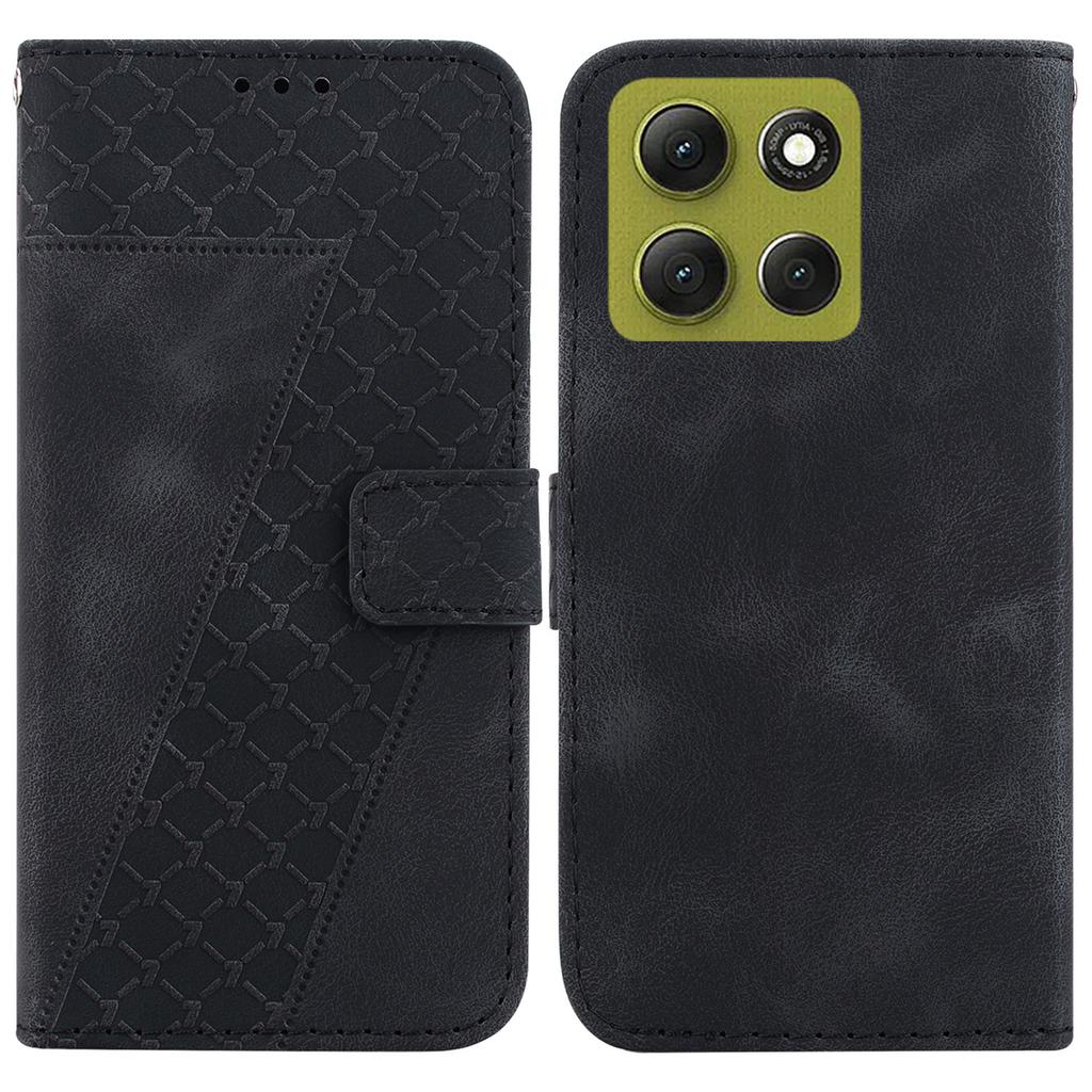 For Motorola Moto G86 5G Stand Case 7-Shaped Pattern Imprint Leather Phone Cover with Strap