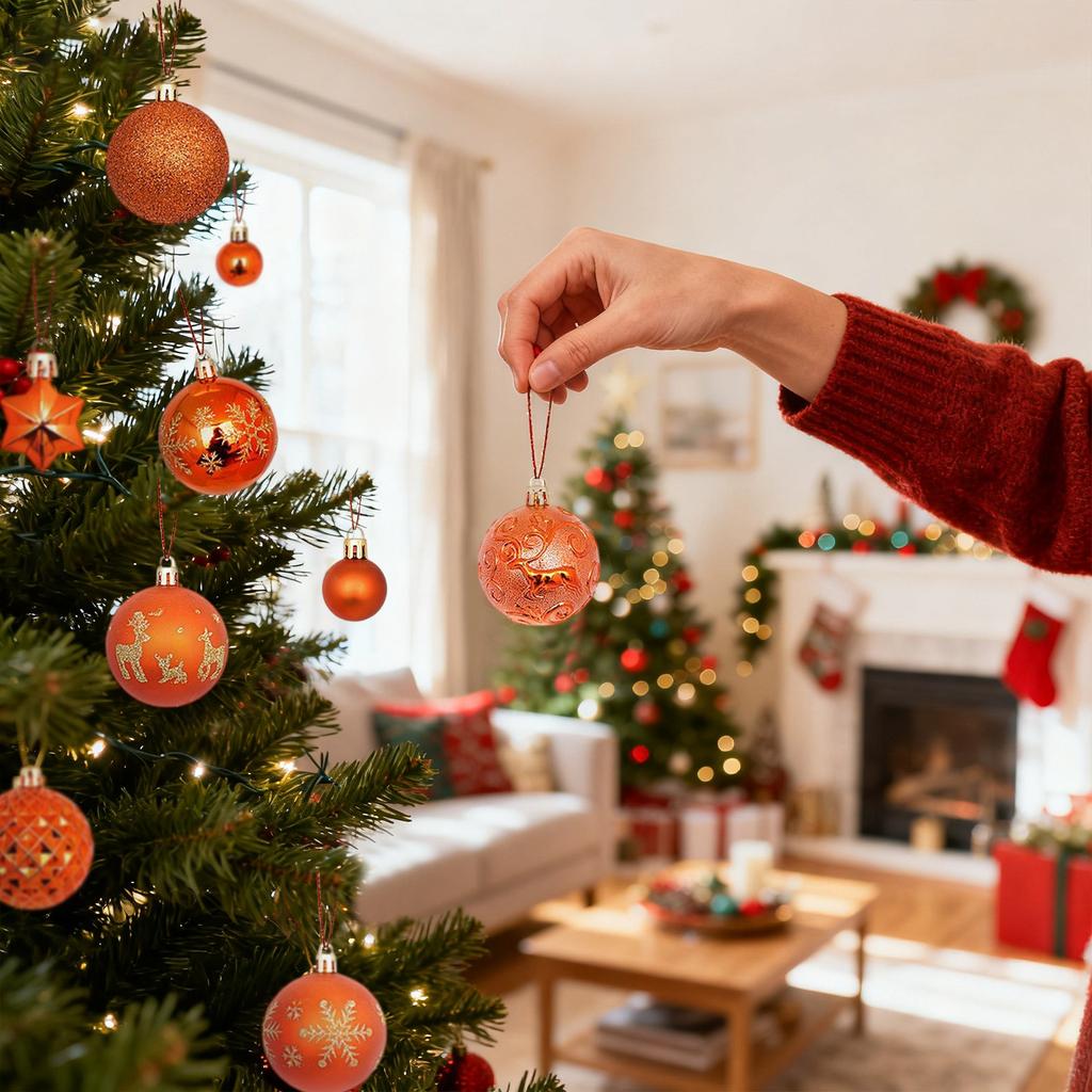 44 шт. Рождественские украшения для елки, пластиковые шары, украшения для поделок своими руками и расписные дизайнерские коробки, подвеска