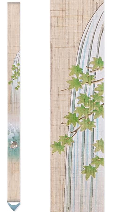 Narrow Tapestry Linen Interior Tapestry Wall Hanging "Waterfall Wind" 100% Hand-dyed
