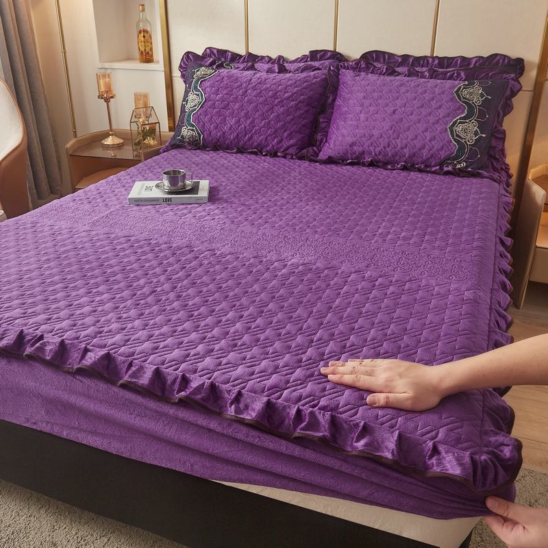 Стеганая фланелевая простыня на резинке, очень мягкая, теплая для односпальной двуспальной кровати, очень толстая, впитывающая пот, дышащая