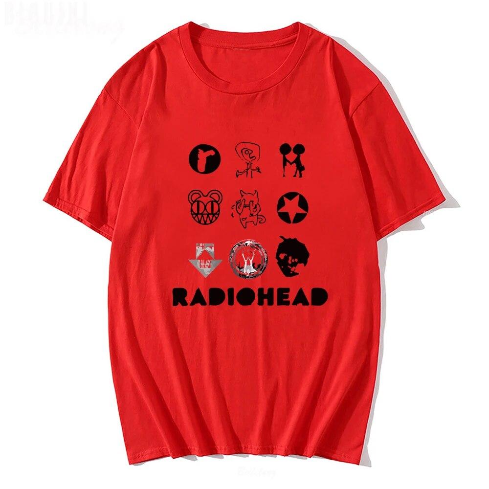 Классическая футболка Radiohead, унисекс и женская 100% хлопок, свободные топы с принтом для поклонников инди-группы Rock Boy, японская станция, музыкальные футболки, мужские топы, футболка унисекс