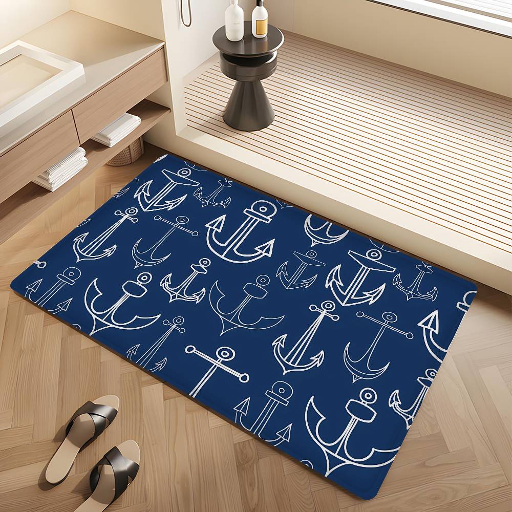 Nautical Anchor Floor Mat INS Style Soft Bedroom Floor House Laundry Room Mat Anti-skid Household Carpets