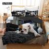 Bulldog Duvet Cover Set Polyester Bulldog Twin Bedding Set Black and White Style Animal Theme Double Queen King Size Quilt Cover