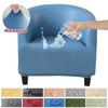 Waterproof Club Chair Slipcover Faux Leather Tub Chair Cover Barrel Chair Slipcover Half Round Armchair Cover for Living Room