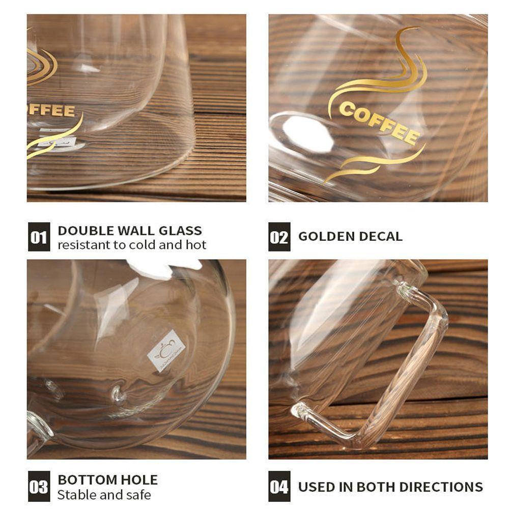 200ml Heat Resistant Double Wall Insulated Breakfast Mug with Handle Coffee Tea Cup Double Cup