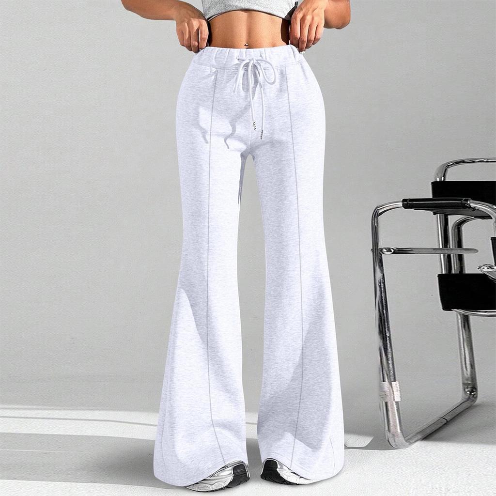 Женские модные свободные брюки-карго с завязками на талии, однотонные, расклешенные